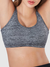 Load image into Gallery viewer, Sonari Padded Wirefree Nylon Blend Full Coverage Sports Bra with Removable Pads and Hook Closure – TRACKER
