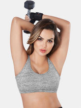 Load image into Gallery viewer, Sonari Padded Wirefree Nylon Blend Full Coverage Sports Bra with Removable Pads and Hook Closure – TRACKER
