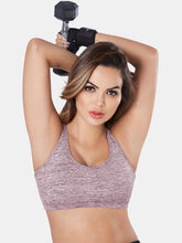 Load image into Gallery viewer, Sonari Padded Wirefree Nylon Blend Full Coverage Sports Bra with Removable Pads and Hook Closure – TRACKER
