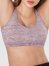 Load image into Gallery viewer, Sonari Padded Wirefree Nylon Blend Full Coverage Sports Bra with Removable Pads and Hook Closure – TRACKER
