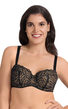 Load image into Gallery viewer, Amante Ultimo Modern Bloom Padded Wired Lace Balconette Bra - Laced Black
