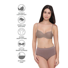 Load image into Gallery viewer, Wacoal Basic Mold Padded Non-wired 3/4th Cup Everyday Wear Seamless T-shirt Bra-Brown WB3A140IN
