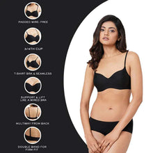 Load image into Gallery viewer, Wacoal Basic Mold Padded  Non Wired 3/4Th Cup Everyday Wear Seamless T-Shirt Bra - Black WB3A140IN
