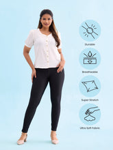 Load image into Gallery viewer, Go Colors Black Cotton Poly Stretch Knit Jeggings
