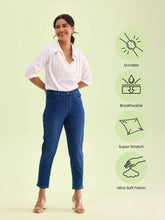 Load image into Gallery viewer, Go Colors Blue Cotton Poly Stretch Cropped Denim Jeggings
