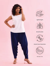 Load image into Gallery viewer, Go Colors Navy Viscose Stretch Patiala
