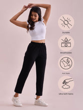 Load image into Gallery viewer, Go Colors Black Drop Needle Fabric Casual Rib Pant

