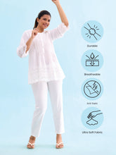 Load image into Gallery viewer, Go Colors Cream Drop Needle Fabric Casual Rib Pant
