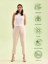 Load image into Gallery viewer, Go Colors Beige Crepe Tapered Trouser
