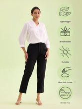 Load image into Gallery viewer, Go Colors Black Crepe Tapered Trouser
