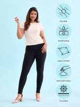 Load image into Gallery viewer, Go Colors Black Cotton Polyester Warm Super Stretch Jeggings
