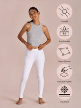 Load image into Gallery viewer, Go Colors White Cotton Stretch Ribbed warm Leggings
