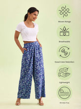 Load image into Gallery viewer, Go Colors Navy Woven Viscose Printed Palazzo
