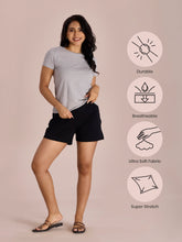 Load image into Gallery viewer, Go Colors Black Cotton Stretch Casual Shorts
