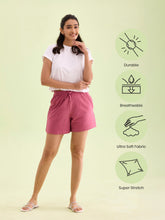 Load image into Gallery viewer, Go Colors Light Wine Cotton Stretch Casual Shorts
