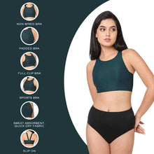 Load image into Gallery viewer, Wacoal Sports Lover Padded Non-wired High Neck Medium Intensity Full coverage Sports Bra - Green WR3446
