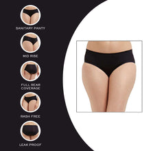 Load image into Gallery viewer, Wacoal Hygieni Mid Waist Full Coverage Day Wear High Absorbency Period Panty - Black WU5050
