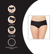 Load image into Gallery viewer, Wacoal Feel Free Mid Waist Full Coverage Solid Boyleg Panty - Black WU8738
