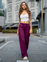 Load image into Gallery viewer, Go Colors Medium Violet Woven Viscose Basic Palazzo
