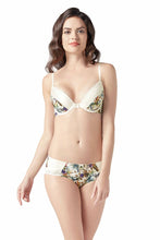 Load image into Gallery viewer, Amante Tropical Crochet Padded Wired Demi Coverage Bra - Whisper White-Tropicana Print 27501
