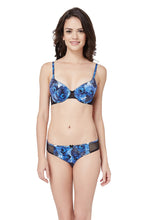Load image into Gallery viewer, Amante Floral Blossom Padded Wired Bra - Insignia Blue Black 28001
