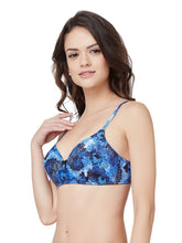 Load image into Gallery viewer, Amante Delicate Bloom Padded Non-Wired Bra - Insignia Blue Black 28002
