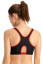 Load image into Gallery viewer, Amante Medium Impact Non-Padded Non-Wired Racerback Sports Bra - Black-Lava 18102
