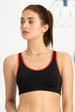 Load image into Gallery viewer, Amante Medium Impact Non-Padded Non-Wired Racerback Sports Bra - Black-Lava 18102
