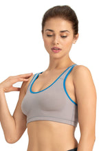 Load image into Gallery viewer, Amante Medium Impact Non-Padded Non-Wired Racerback Sports Bra - Gull-Blue 18102
