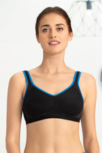 Load image into Gallery viewer, Amante Medium Impact Non-Padded Non-Wired U-Back Sports Bra - Black-Blue 18103
