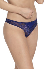 Load image into Gallery viewer, Amante Eternal Bliss Lace Low Rise Thong - Blue Depths 70201
