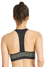 Load image into Gallery viewer, Amante Medium Impact Front Zip Sports Bra - Army Green 17114
