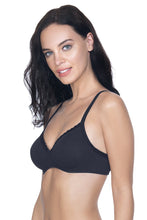 Load image into Gallery viewer, Amante Cotton Casuals Padded Non-Wired T-Shirt Bra - Black 10202

