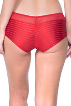 Load image into Gallery viewer, Amante Sheer Stripes Boy shorts - Haute Red 14804
