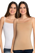 Load image into Gallery viewer, Amante Modal Lace Camisole (Pack of 2) - Hazel._Wht 82802
