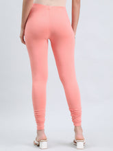 Load image into Gallery viewer, Go Colors Peach Cotton Stretch Ankle Length Leggings
