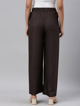 Load image into Gallery viewer, Go Colors Dark Brown Woven Viscose Basic Palazzo

