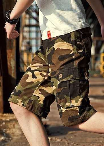 Romano nx Camouflage 100% Cotton Cargo Bermuda Shorts for Men with Multi-Pockets & Side Zipper Pockets