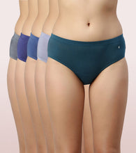 Load image into Gallery viewer, Enamor CR17 Chic Stretch Cotton, All Day Comfort, Mid Waist Hipster Panty for Women - Naturally Breathable, Antimicrobial with Stain release, Inner Elastic, Full Coverage -  Pack of 5 (Multicolordark-Color May Vary)
