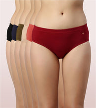 Load image into Gallery viewer, Enamor CR17 Chic Stretch Cotton, All Day Comfort, Mid Waist Hipster Panty for Women - Naturally Breathable, Antimicrobial with Stain release, Inner Elastic, Full Coverage -  Pack of 5 (Multicolordark-Color May Vary)
