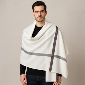 Romano nx Premium Off White Pashmina Shawl with Elegant Border – Perfect Gift for Elders, Respected Guests & Special Occasions 45" X 90"