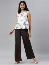 Load image into Gallery viewer, Go Colors Dark Brown Woven Viscose Basic Palazzo
