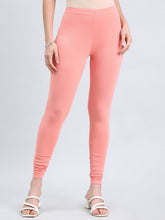Load image into Gallery viewer, Go Colors Peach Cotton Stretch Ankle Length Leggings
