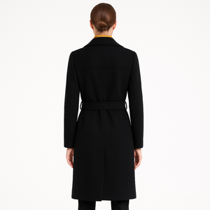 Romano nx Women’s Black Wool Overcoat with Belt | Winter Long Coat | Stylish Formal & Casual Wear