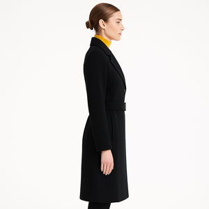 Romano nx Women’s Black Wool Overcoat with Belt | Winter Long Coat | Stylish Formal & Casual Wear