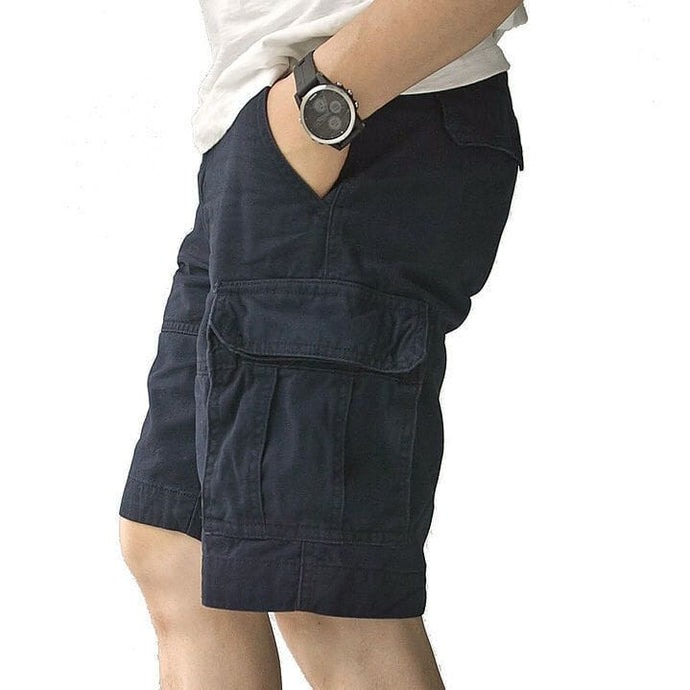 Romano nx 100% Cotton Cargo Shorts for Men- Bermuda with Multi-Pockets & Side Zipper Pockets Navy Blue romanonx.com 