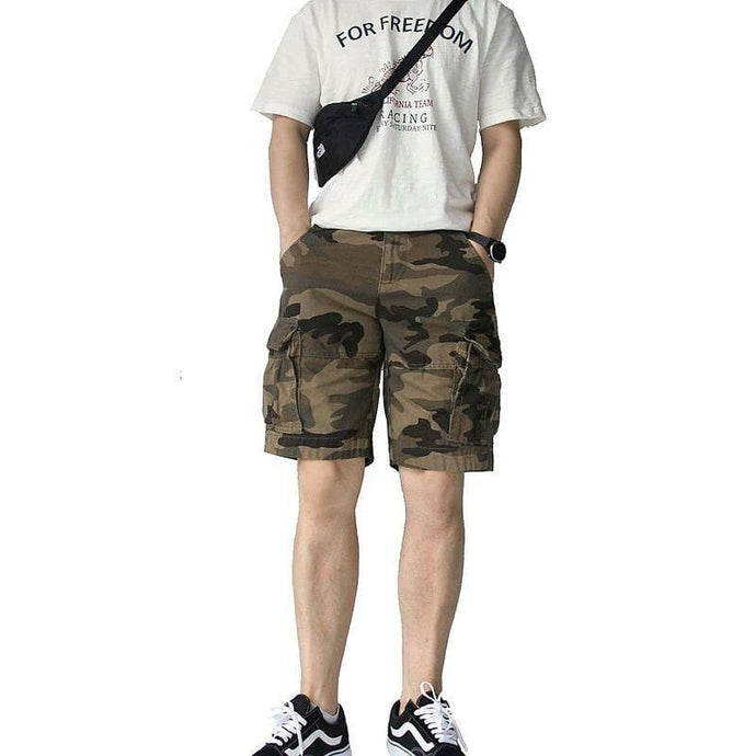 Romano nx Camouflage 100% Cotton Cargo Shorts for Men- Bermuda with Multi-Pockets & Side Zipper Pockets romanonx.com 