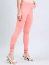 Load image into Gallery viewer, Go Colors Peach Cotton Stretch Ankle Length Leggings
