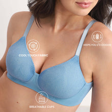 Load image into Gallery viewer, Wacoal Cool Comfort Padded Non-wired 3/4th Cup Everyday Wear T-shirt Bra -Blue BI05H03

