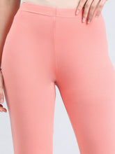Load image into Gallery viewer, Go Colors Peach Cotton Stretch Ankle Length Leggings
